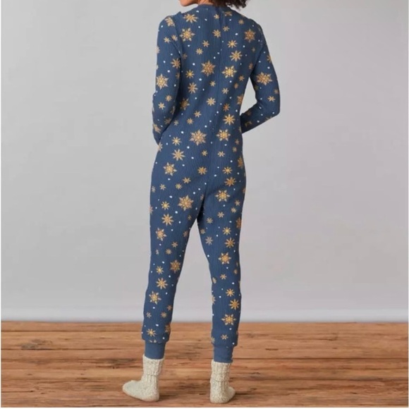 Sundance NWT Blue Onesie with Gold Snowflake Pattern size small - Picture 2 of 11